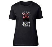 Shopagift This is As Jolly As I Get Cat Candy Stick Christmas Xmas Fitted Womens T-Shirt Gift Black