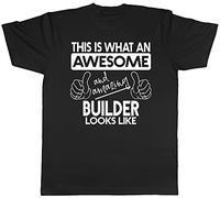 Shopagift This is What an Awesome and Amazing Builder Looks Like Mens Short Sleeve T-Shirt Black