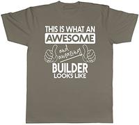Shopagift This is What an Awesome and Amazing Builder Looks Like Mens Short Sleeve T-Shirt Grey