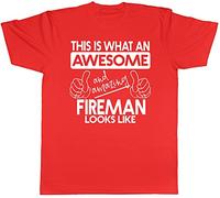 Shopagift This is What an Awesome and Amazing Fireman Looks Like Mens Short Sleeve T-Shirt Red