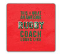Shopagift This Is What An Awesome Rugby Coach Looks Like Sport 2 Pack Coasters - 9cm x 9cm