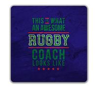 Shopagift This is What an Awesome Rugby Coach Looks Like Sport 2 Pack Coasters - 9cm x 9cm