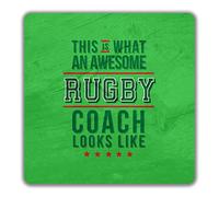 Shopagift This is What an Awesome Rugby Coach Looks Like Sport 2 Pack Coasters - 9cm x 9cm