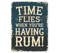 Shopagift Time Flies Funny Having Rum Metal Poster Wall Tin Sign Man Cave Shed Bar Bedroom Home Kitchen - A3