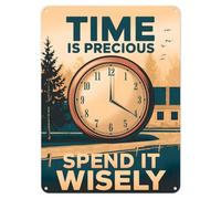 Shopagift Time is Precious Metal Poster Wall Tin Sign Man Cave Shed Bar Bedroom Home Kitchen - A5