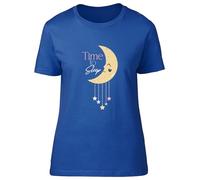 Shopagift Time to Sleep Moon Wind Chime Sleeping Womens T-Shirt Ladies Tee Blue