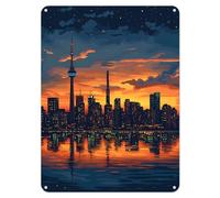 Shopagift Toronto Canada Evening Scene Metal Poster Wall Tin Sign Man Cave Shed Bar Bedroom Home Kitchen - A5