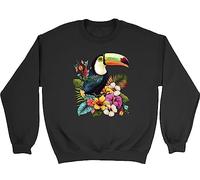 Shopagift Toucan Lover Kids Sweatshirt Tropical Rainforest Bird Gift Jumper Black