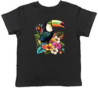 Shopagift Toucan Lover Kids T-Shirt Tropical Rainforest Bird Childrens Tee Gift Black