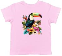 Shopagift Toucan Lover Kids T-Shirt Tropical Rainforest Bird Childrens Tee Gift Light Pink