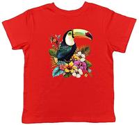 Shopagift Toucan Lover Kids T-Shirt Tropical Rainforest Bird Childrens Tee Gift Red