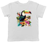 Shopagift Toucan Lover Kids T-Shirt Tropical Rainforest Bird Childrens Tee Gift White