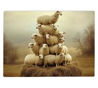 Shopagift Tower of Sheep Farm Hay Glass Chopping Board Large Kitchen Worktop Saver 39cm x 28cm