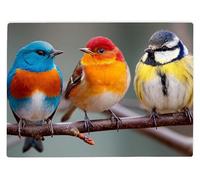 Shopagift Trio of British Birds Glass Chopping Board Large Kitchen Worktop Saver 39cm x 28cm