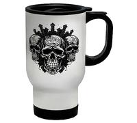 Shopagift Triple Skull Head Travel Mug Gothic Skeleton Face Gift Stainless Steel 14oz Cup