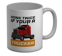 Shopagift Truck Trucking Mug Honk Twice if Your a Trucker White 11oz Large Ceramic Cup