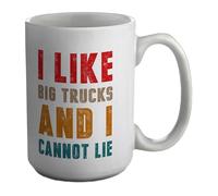 Shopagift Trucker Trucking Mug I Like Big Trucks & I Cannot Lie Funny White 15oz Large Ceramic Cup