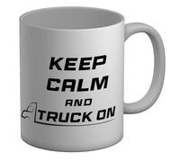 Shopagift Trucker Trucking Mug Keep Calm and Truck On White 11oz Large Ceramic Cup