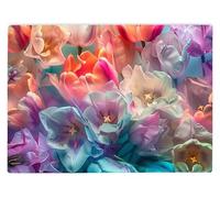 Shopagift Tulips Flowers Pastel Glass Chopping Board Large Kitchen Worktop Saver 39cm x 28cm
