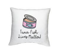 Shopagift Tuna Fish Lives Matter Cushion Cover Save the Tuna Bedroom Lounge Accessory - 40cm x 40cm
