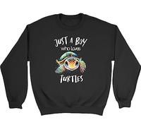 Shopagift Turtle Kids Sweatshirt Boys who Loves Turtles Gift Jumper Black
