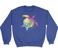Shopagift Turtle Rainbow Kids Sweatshirt Go with the Flow Watercolour Gift Jumper