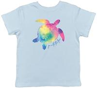 Shopagift Turtle Rainbow Kids T-Shirt Go with The Flow Watercolour Childrens Tee Gift