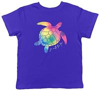 Shopagift Turtle Rainbow Kids T-Shirt Go with The Flow Watercolour Childrens Tee Gift