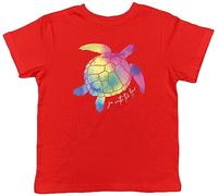 Shopagift Turtle Rainbow Kids T-Shirt Go with The Flow Watercolour Childrens Tee Gift