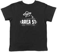 Shopagift UFO Flying Saucer Kids T-Shirt Aliens Area 51 Funny Childrens Tee Boys Girls Black