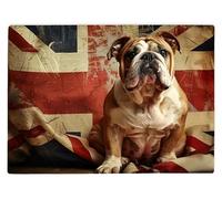 Shopagift Union Jack British Bulldog Glass Chopping Board Large Kitchen Worktop Saver 39cm x 28cm