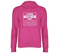 Shopagift Unisex - Causing Mayhem Since 1965 Birthday Hoodie Hooded Top Pink