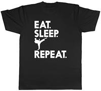 Shopagift Unisex - Eat Sleep Karate Repeat T-Shirt Black