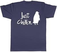Shopagift Unisex - Just Chillin Penguin T-Shirt Navy Blue