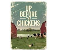 Shopagift Up Before the Chickens Metal Poster Wall Tin Sign Man Cave Shed Bar Bedroom Home Kitchen - A4