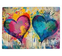 Shopagift Valentines Hearts Pop Art Glass Chopping Board Large Kitchen Worktop Saver 39cm x 28cm