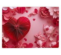 Shopagift Valentines Paper Hearts Glass Chopping Board Large Kitchen Worktop Saver 39cm x 28cm