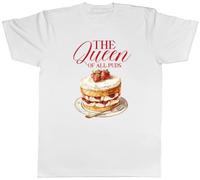 Shopagift Victoria Sponge Cake Mens T-Shirt The Queen of All Puds Tee White