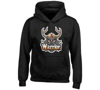Shopagift Viking Head Kids Hoodie Valhalla Odin Nordic Norse Gods Hoody Hooded Top Boys Girls Black