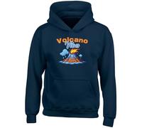 Shopagift Volcano Vibes Lava Flow Volcanic Eruption Kids Hoodie Hoody Hooded Top Boys Girls Navy Blue