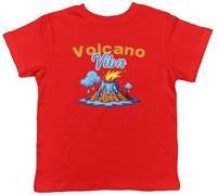 Shopagift Volcano Vibes Lava Flow Volcanic Eruption Kids T-Shirt Childrens Tee Boys Girls Red