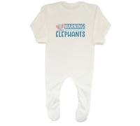 Shopagift Warning Elephants Baby Sleepsuit Romper Wildlife Safari Africa Boys Girls White