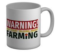 Shopagift Warning Farming Mug Agriculture Farm Farmer White 11oz Large Ceramic Cup