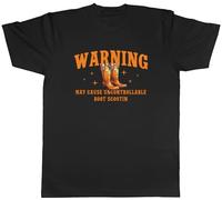 Shopagift Warning Line Dancing Mens T-Shirt Funny Uncontrollable Boot Scootin Tee Black