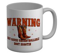 Shopagift Warning Line Dancing Mug Funny Uncontrollable Boot Scootin White 11oz Large Ceramic Cup