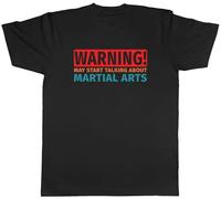 Shopagift Warning Martial Arts Mens T-Shirt Karate Taekwondo Kung Fu Tee Black