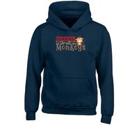 Shopagift Warning Monkeys Kids Hoodie Funny Jungle Animal Hoody Hooded Top Boys Girls Navy Blue