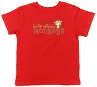 Shopagift Warning Monkeys Kids T-Shirt Funny Jungle Animal Childrens Tee Boys Girls Red