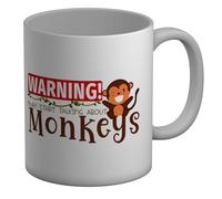 Shopagift Warning Monkeys Mug Funny Jungle Animal White 11oz Large Ceramic Cup