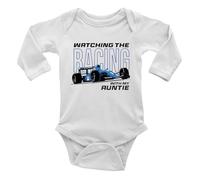 Shopagift Watching the Racing with Auntie Baby Grow Vest Bodysuit Motorsports Boys Girls L/S
